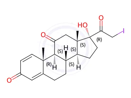 Chemical structure of 17-Hydroxy-21-iodo-pregna-1,4-diene-3,11,20-trione