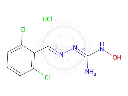 Chemical structure of 3-[(2,6-dichlorophenyl)methylene]-N-hydroxycarbazamidine monohydrochloride