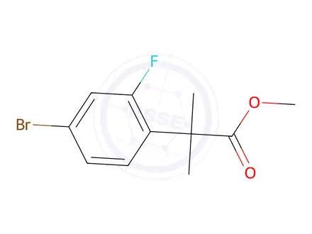 Chemical structure of methyl 2-(4-bromo-2-fluorophenyl)-2-methylpropanoate