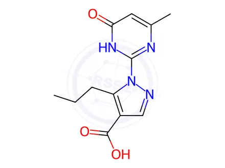 Chemical structure of 1-(4-methyl-6-oxo-1,6-dihydropyrimidin-2-yl)-5-propyl-1h-pyrazole-4-carboxylic acid