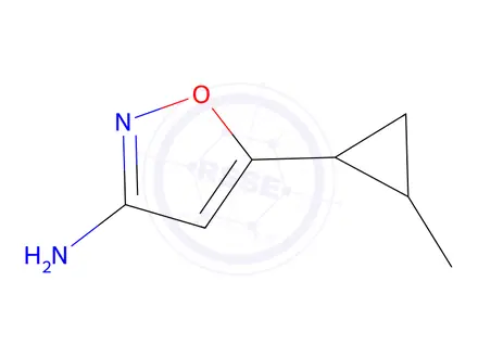 Chemical structure of 5-(2-Methylcyclopropyl)-1,2-oxazol-3-amine, mixture of diastereomers