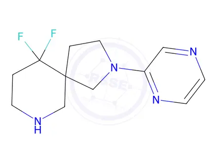 Chemical structure of 10,10-Difluoro-2-(pyrazin-2-yl)-2,7-diazaspiro[4.5]decane