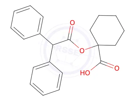Chemical structure of 1-[(2,2-diphenylacetyl)oxy]cyclohexane-1-carboxylic acid