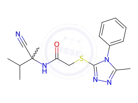 Chemical structure of N-(2-Cyano-3-methylbutan-2-yl)-2-((5-methyl-4-phenyl-4H-1,2,4-triazol-3-yl)thio)acetamide