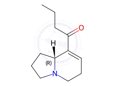Chemical structure of (+)-1-[[(8aR)-1,2,3,5,6,8a-Hexahydroindolizine]-8-yl]-1-butanone
