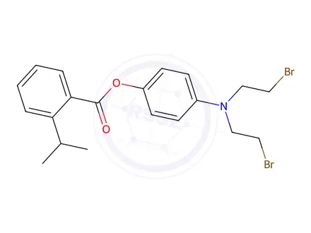 Chemical structure of [4-(bis(2-bromoethyl)amino)phenyl] 2-propan-2-ylbenzoate