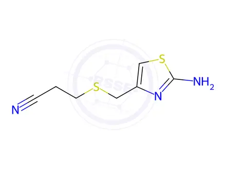 Chemical structure of 3-[[(2-Amino-4-thiazolyl)methyl]thio]propanenitrile