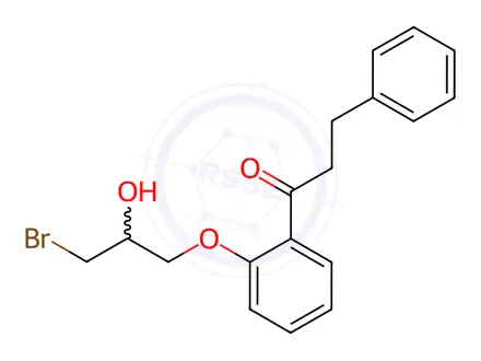 Chemical structure of 1-[2-(3-Bromo-2-hydroxypropoxy)phenyl]-3-phenyl-1-propanone