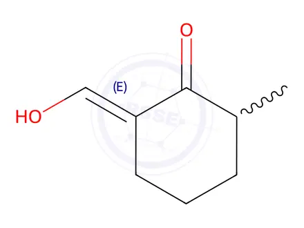 Chemical structure of Cyclohexanone, 2-(hydroxymethylene)-6-methyl-, (E)-(9CI)