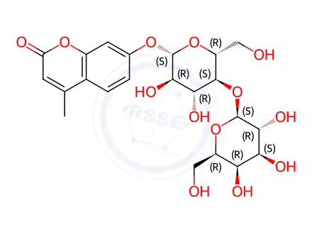 Chemical structure of 4-Methylumbelliferyl-β-D-lactoside