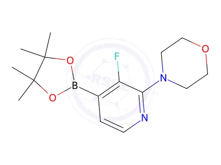 Chemical structure of 4-(3-Fluoro-4-(4,4,5,5-tetramethyl-1,3,2-dioxaborolan-2-yl)pyridin-2-yl)morpholine