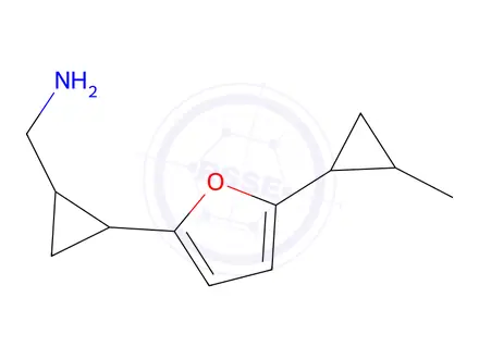 Chemical structure of (2-(5-(2-Methylcyclopropyl)furan-2-yl)cyclopropyl)methanamine