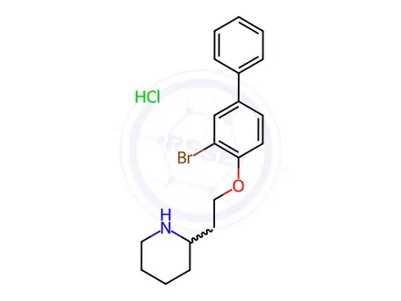 Chemical structure of 2-{2-[(3-Bromo[1,1'-biphenyl]-4-yl)oxy]-ethyl}piperidine hydrochloride