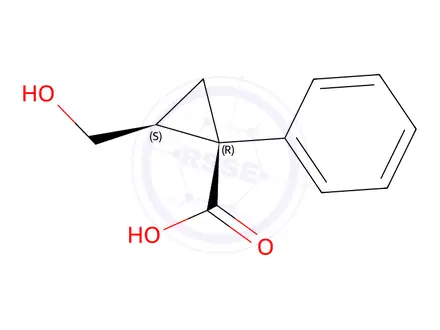 Chemical structure of (1R,2S)-2-(hydroxymethyl)-1-phenylcyclopropanecarboxylic acid