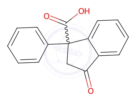 Chemical structure of 3-Oxo-1-phenyl-2,3-dihydro-1H-indene-1-carboxylic acid