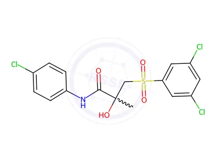 Chemical structure of N-(4-Chlorophenyl)-3-(3,5-dichlorobenzenesulfonyl)-2-hydroxy-2-methylpropanamide