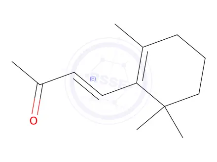 Chemical structure of 4-[2,6,6-trimethyl-1(or 2)-cyclohexen-1-yl]-3-buten-2-one