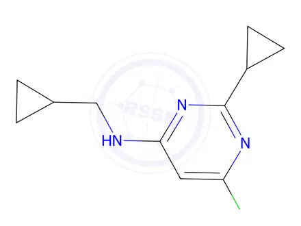 Chemical structure of 6-chloro-2-cyclopropyl-n-(cyclopropylmethyl)pyrimidin-4-amine