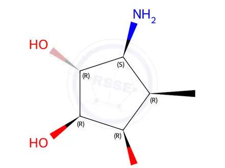 Chemical structure of 1,2,3-Cyclopentanetriol,4-amino-5-methyl-,(1R,2R,3R,4S,5R)-(9CI)