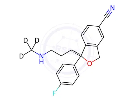 Chemical structure of rac Demethyl Citalopram-d3