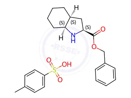 Chemical structure of (2S,3AS,7aS)-Benzyl octahydro-1H-indole-2-carboxylate 4-methylbenzenesulfonate