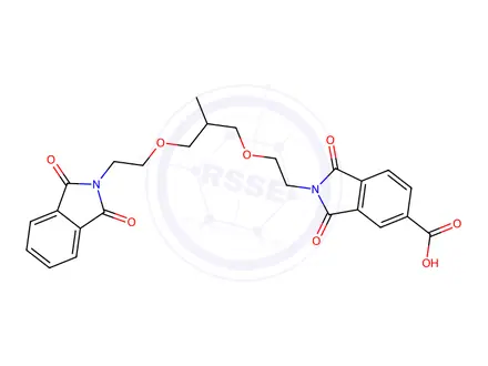 Chemical structure of Poly[oxy(methyl-1,2-ethanediyl)],.alpha.-[2-(5-carboxy-1,3-dihydro-1,3-dioxo-2H-isoindol-2-yl)methylethyl]-.omega.-[2-(5-carboxy-1,3-dihydro-1,3-dioxo-2H-isoindol-2-yl)methylethox