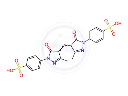 Chemical structure of p-[4-[[1,5-dihydro-3-methyl-5-oxo-1-(4-sulphophenyl)-4H-pyrazol-4-ylidene]methyl]-4,5-dihydro-3-methyl-5-oxo-1H-pyrazol-1-yl]benzenesulphonic acid