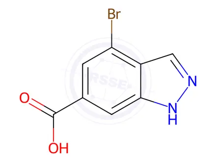 Chemical structure of 4-Bromo-6-(1H)-indazole carboxylic acid