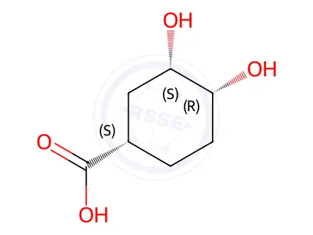 Chemical structure of (1S,3S,4R)-3,4-dihydroxycyclohexane-1-carboxylic acid