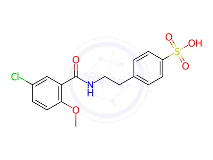 Chemical structure of p-[2-[(5-Chloro-2-methoxybenzoyl)amino]ethyl]benzenesulfonic Acid