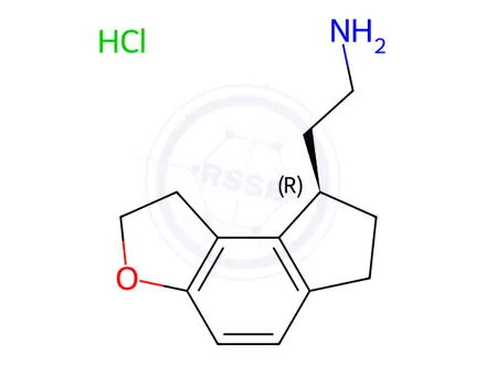 Chemical structure of (R)-2-(1,6,7,8-Tetrahydro-2H-indeno[5,4-b]furan-8-yl)ethan-1-amine Hydrochloride