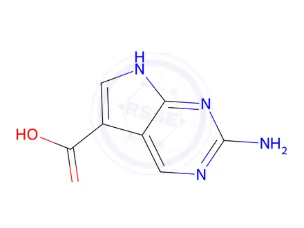 Chemical structure of 2-amino-7H-pyrrolo[2,3-d]pyrimidine-5-carboxylic acid