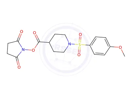 Chemical structure of 1-[((1-[(4-Methoxyphenyl)sulfonyl]piperidin-4-yl)carbonyl)oxy]pyrrolidine-2,5-dione