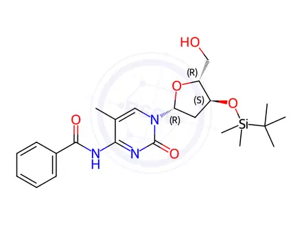 Chemical structure of Cytidine, N-benzoyl-2'-deoxy-3'-O-[(1,1-dimethylethyl)dimethylsilyl]-5-methyl-(9CI)