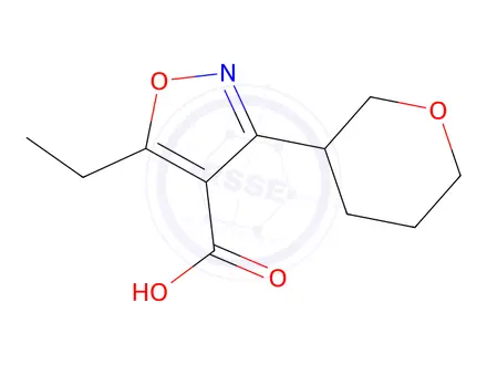 Chemical structure of 5-Ethyl-3-(oxan-3-yl)-1,2-oxazole-4-carboxylic acid