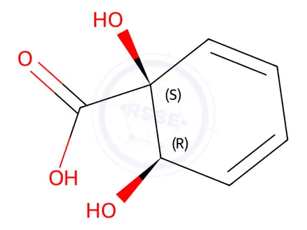 Chemical structure of (1S,6R)-1,6-Dihydroxycyclohexa-2,4-diene-1-carboxylic Acid
