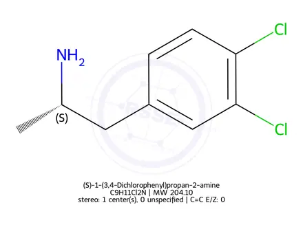Chemical structure of (S)-1-(3,4-Dichlorophenyl)propan-2-amine