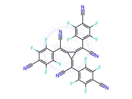 Chemical structure of 4,4',4''-((1E,1'E,1''E)-cyclopropane-1,2,3-triylidenetris(cyanomethanylylidene))tris(2,3,5,6-tetrafluorobenzonitrile)
