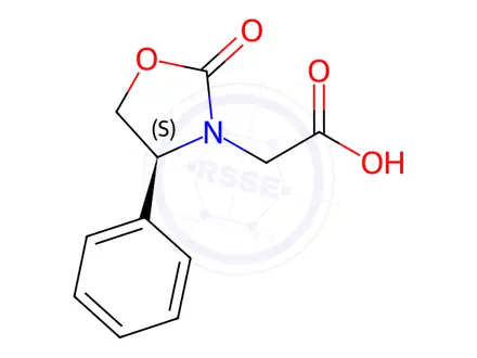 Chemical structure of (S)-(+)-2-Oxo-4-phenyl-3-oxazolidineacetic acid