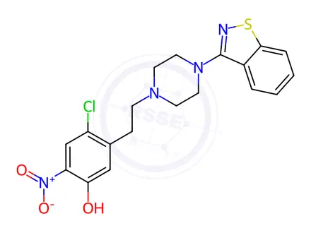 Chemical structure of 5-[2-[4-(1,2-Benzisothiazol-3-yl)-1-piperazinyl]ethyl-4-chloro-2-nitrophenol