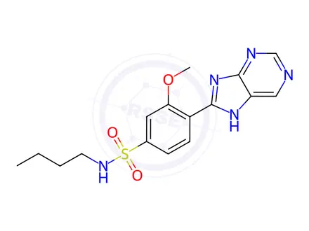 Chemical structure of N-Butyl-3-methoxy-4-(1H-purin-8-yl)benzenesulfonamide
