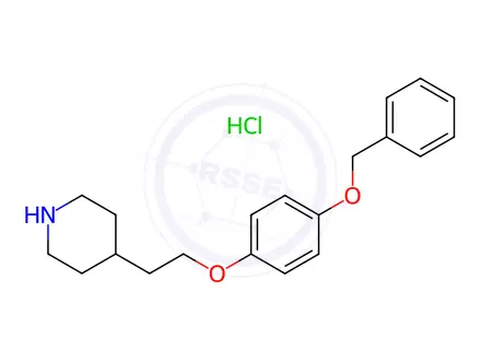 Chemical structure of 4-{2-[4-(Benzyloxy)phenoxy]ethyl}piperidine hydrochloride