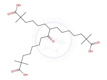 Chemical structure of 8-(5-carboxy-5-methylhexyl)-2,2,15,15-tetramethyl-9-oxohexadecanedioic acid