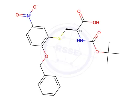 Chemical structure of S-(5-Nitro-2-benzyloxy)phenyl-N-tert-butyloxycarbonyl-L-cysteine