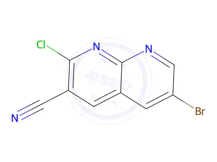 Chemical structure of 6-bromo-2-chloro-1,8-naphthyridine-3-carbonitrile