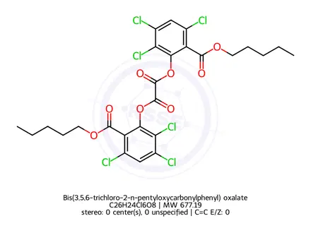 Chemical structure of Bis(3,5,6-trichloro-2-n-pentyloxycarbonylphenyl) oxalate
