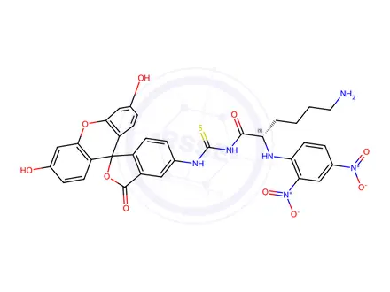 Chemical structure of 2,4-dinitrophenol-lysine-fluorescein conjugate