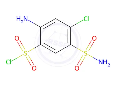 Chemical structure of 2-amino-4-chloro-5-sulfamoylbenzenesulfonyl chloride