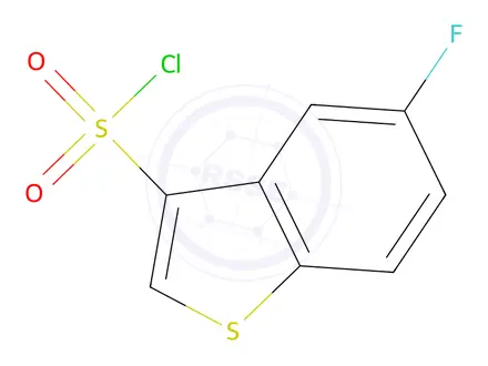 Chemical structure of 5-fluoro-1-benzothiophene-3-sulfonyl chloride