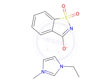 Chemical structure of 1H-Imidazolium, 3-ethyl-1-methyl-, salt with 1,2-benzisothiazol-3(2H)-one 1,1-dioxide (1:1)